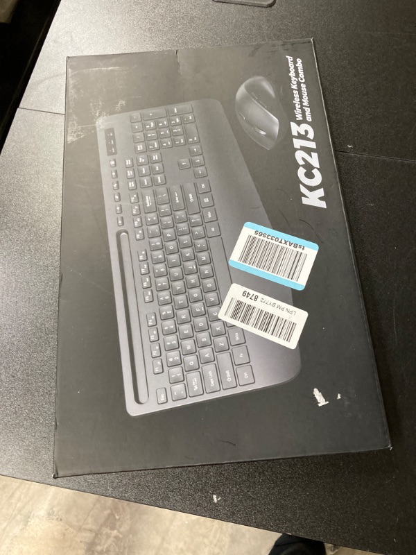 Photo 1 of Wireless Keyboard and Mouse Combo - Full-Sized Ergonomic Keyboard with Wrist Rest, Phone Holder, Sleep Mode, Silent 2.4GHz Cordless Keyboard Mouse Combo for Computer, Laptop, PC, Mac, Windows -Trueque Black