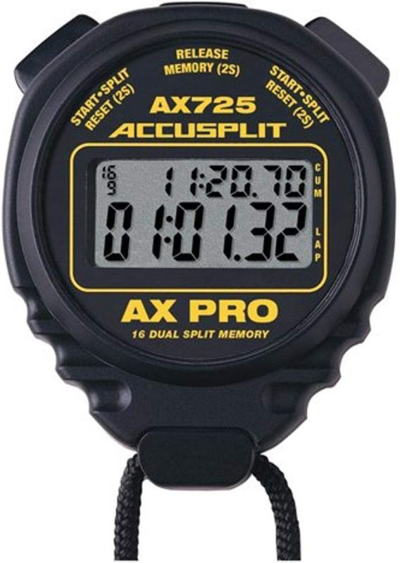 Photo 1 of ACCUSPLIT AX725 Dual Line 16 Memory Pro Stopwatch Black