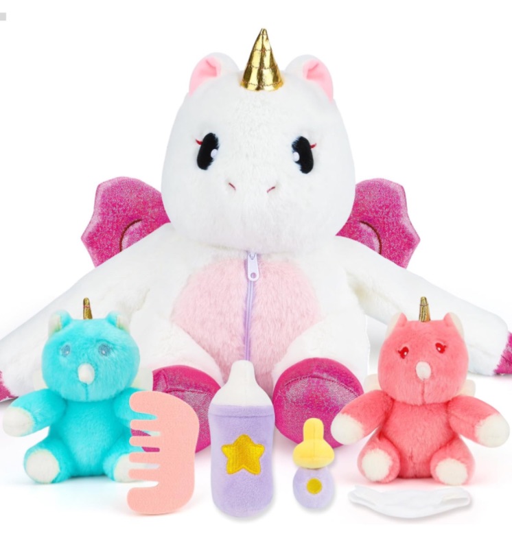 Photo 1 of cosone Unicorn Stuffed Animals for Girls Ages 3-8, Mommy Unicorn with 2 Baby Unicorns, Unicorn Toys for Girls Age 4-6, Unicorn Gifts for Girls