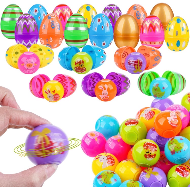 Photo 1 of 86 Pcs Prefilled Easter Eggs with Fidget Spinner Balls Toy for Kids Boys Girls Toddlers Easter Basket Stuffers Fillers for Easter Egg Hunt Easter Egg Fillers Classroom Prize Gifts Easter Party Favors