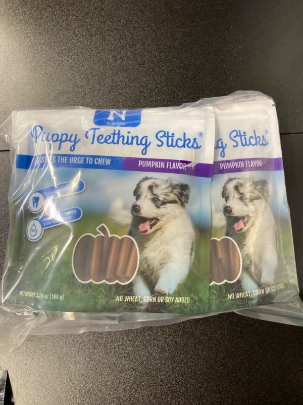 Photo 3 of   5 PACK N-Bone Puppy Teething Sticks Pumpkin Flavor, 3.74-oz Bag