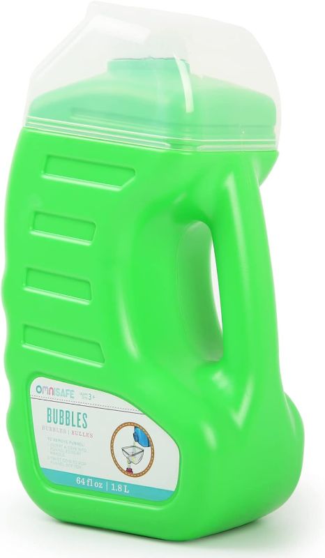 Photo 1 of 2 PACK Non-Concentrated Bubble Refill Solution 64 Oz/1.89 L, with Easy Pour Funnel, Ready-to-Use Bubble Liquid for Bubble Machine, Bubble Wands, Bubble Gun Blower (GREEN)