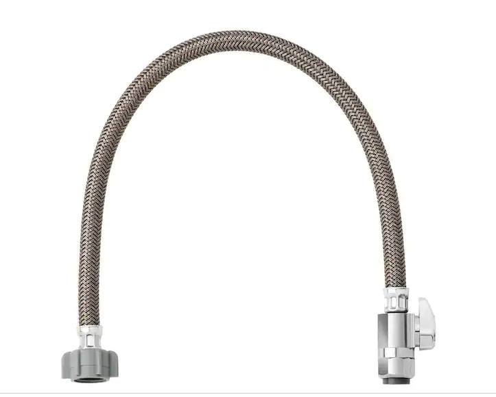 Photo 1 of 1/2 in. Nominal Push Connect x 1/2 in. FIP x 20 in. SpeediOne Braided Faucet Connector and 1/4-Turn Straight Valve