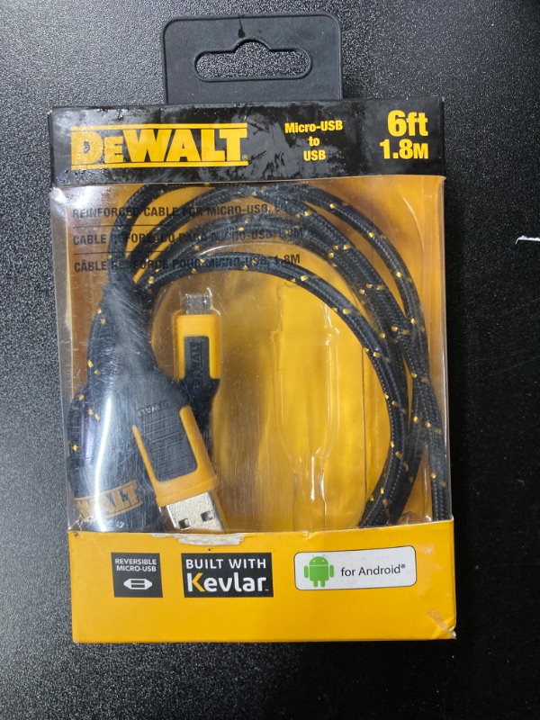 Photo 2 of DEWALT Type C to USB Cable — Reinforced Braided Cable for USB to USB-C — Type C Fast Charging USB-C to USB-A Cable — Fast Charging Cord Type C — 6 ft