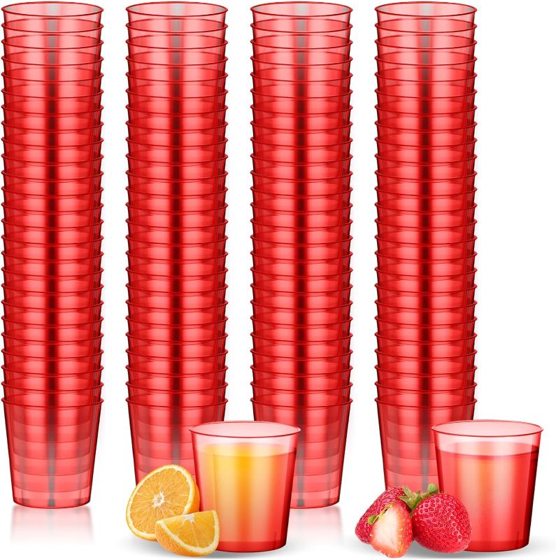 Photo 1 of 1000 Pcs Neon Shot Glasses Disposable 1 oz Plastic Shot Cup Mini Party Shot Glasses Colored Shot Glass Drinking Cups for Cocktail Whiskey Wine Birthday Christmas New Year Party(Red)