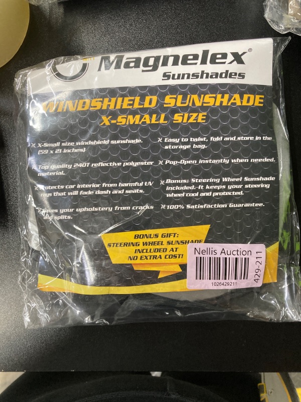 Photo 2 of Magnelex Windshield Sun Shade for Jeep Wrangler, Rubicon, Gladiator with Bonus Steering Wheel Sun Shade. 240T Reflective Fabric Blocks Sun. Foldable Sun Shield Keeps Your Vehicle Cool X-SMALL - (59" x 21")