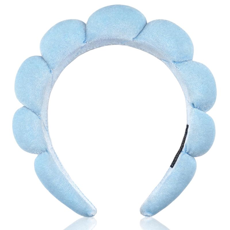 Photo 1 of ((((((((( 2 PACK )))))))))))  Ayesha Spa Headband for Women Sponge Headband for Washing Face Clouds Soft Hairband Makeup Headbands for Women Girls Shower Makeup Skincare (Blue)