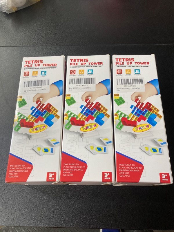 Photo 2 of BUNDLE ITEWMS (3PACK) Tetra Tower Game-32 PCS Stacking Building Block Game,Team Tower Game for Kids & Adults?Family Board Game?Tetris Tower Game?Perfect for Family Games, Parties 32 PCS+22 Card