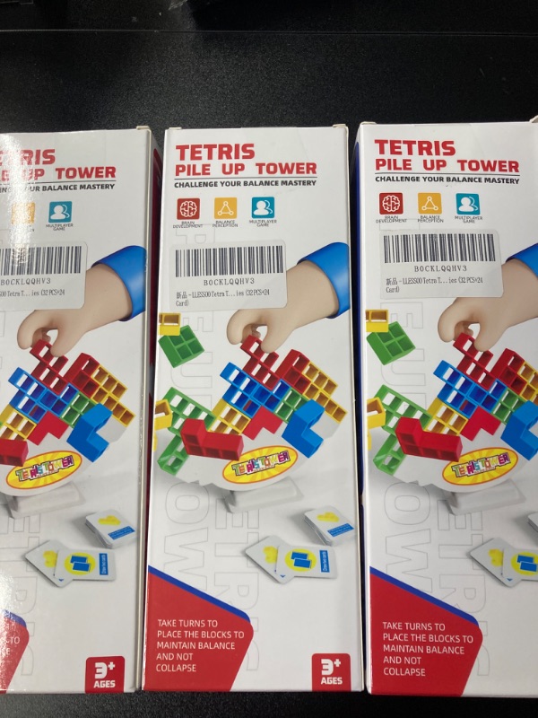 Photo 2 of BUNDLE ITEMS (3PACK) Tetra Tower Game-32 PCS Stacking Building Block Game,Team Tower Game for Kids & Adults?Family Board Game?Tetris Tower Game?Perfect for Family Games, Parties 32 PCS+22 Card