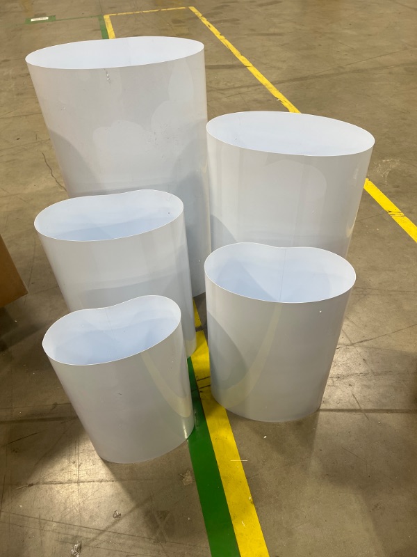 Photo 2 of ((((( SEE PHOTES BELOW ))))) Wokceer Cylinder Pedestal Stands for Party 5Pcs Large Cylinder Tables for Parties Pedestal Display Plinth Pillars for Wedding Ceremony Birthday Party Art Decor