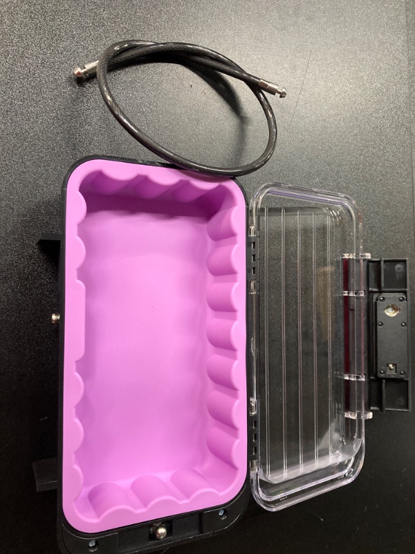 Photo 2 of MRY Portable Safe Box Translucency Combination Security Case LockBox with Code Waterproof Anti-Theft Portable Lock Box with Removable Chain (Purple Color)