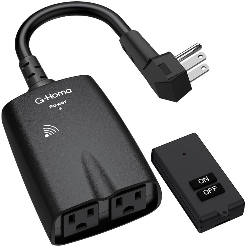 Photo 1 of G-Homa Outdoor Remote Control 3-Prong Outlets, Wireless Remote Light Switch Outlets for Christmas Tree Light, Weatherproof, 100 FT Range, 1 Remote 1 Outlet( 2 Pack )