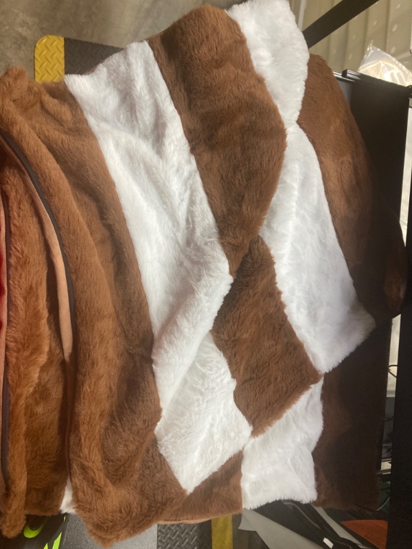 Photo 1 of Brown and White 20x20 Inch Throw Pillow Covers Set of 2,Soft Faux Rabbit Fur/Velvet Back,Square Decorative Cushion Cases with Zipper,Modern Home Decor for Couch,Bed Brown+white 20"x20"