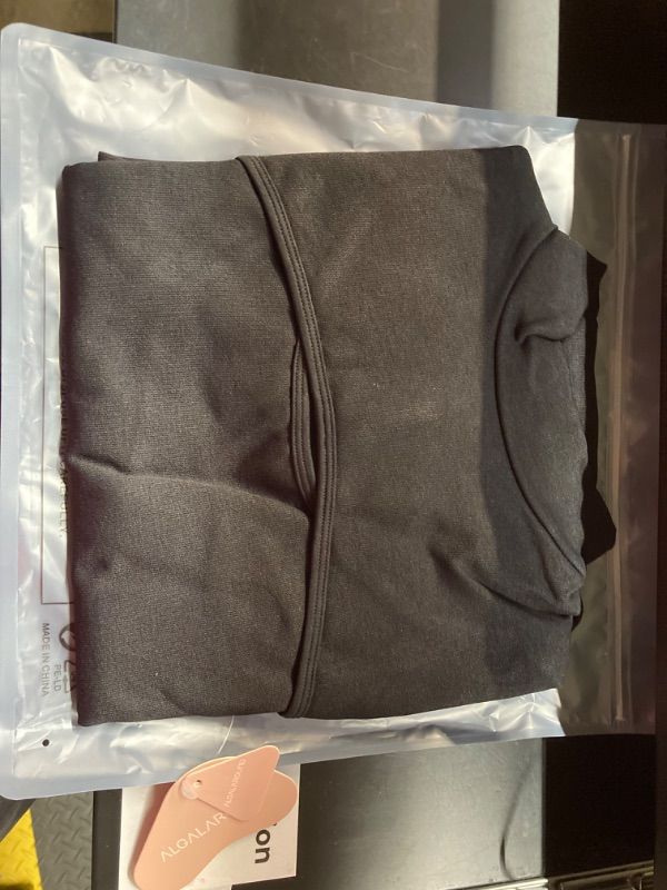 Photo 1 of ALGALAROUND Mock Neck Cutout Front Long Sleeve Bodysuit Tummy Control Shapewear Thong Body Suit Tops Medium Black
