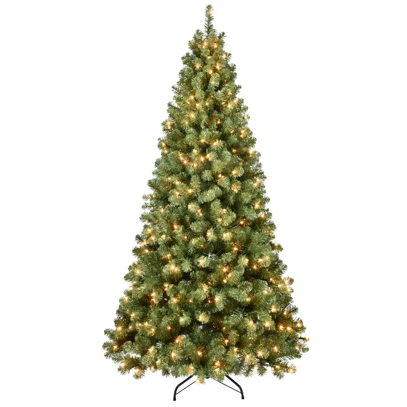 Photo 1 of BSHAPPLUS 7.5 ft Pre-Lit White Christmas Tree,600 Color-Changing LED Lights,1600 Branch Tips,Hinged Pine with Stand,Artificial Xmas Tree,Warm Light and Three-color Light
