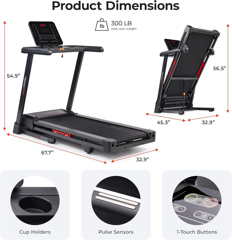 Photo 1 of  Heavy Duty Treadmill for Home, 20” Wide Deck, 15 Level Auto Incline, 300 LB Weight Capacity, Foldable Running Machine, Digital Monitor