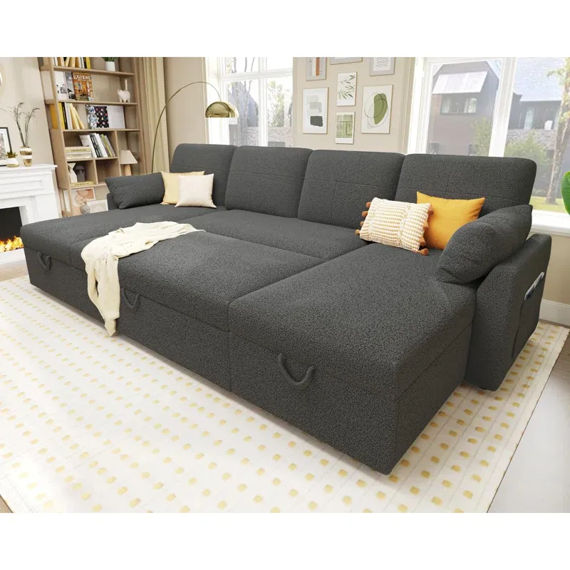 Photo 1 of 110 Inch Oversized Sofa Bed - 2 In 1 Pull Out Sleeper Sofa With Sectional And Double Storage Chaise
