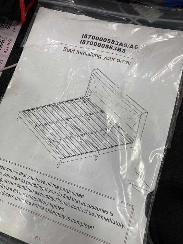 Photo 1 of ***MISSING HARDWARE***King Size Bed Frame, Storage Headboard  GREY