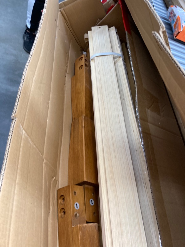 Photo 1 of **HEADBOARD MISSING< SCREWS MISSING**3.8 3.8 out of 5 stars 174
Walker Edison Mid Century Modern Solid Wood Platform Bed Headboard Footboard Bed Frame Bedroom, King, Caramel
 
