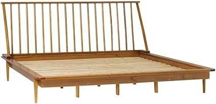 Photo 1 of **HEADBOARD MISSING< SCREWS MISSING**3.8 3.8 out of 5 stars 174
Walker Edison Mid Century Modern Solid Wood Platform Bed Headboard Footboard Bed Frame Bedroom, King, Caramel
 
