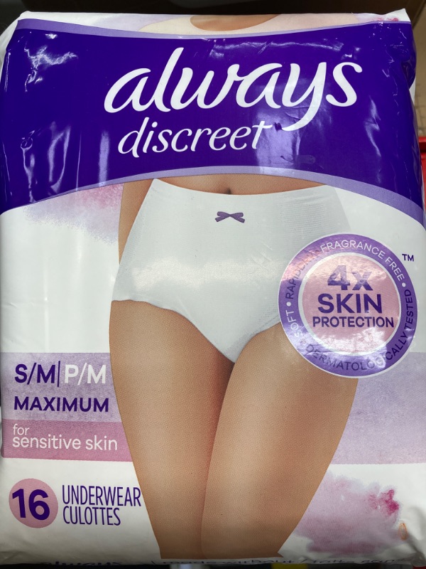 Photo 1 of Always Discreet for Sensitive Skin Maximum Plus Underwear White 16 Count (Pack of 1)