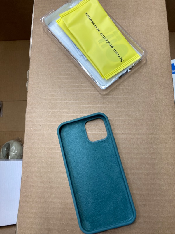 Photo 3 of ?5 in 1 Designed for iPhone 12 Case, Designed for iPhone 12 Pro Case, Silicone Shockproof Phone Case with 2 Screen Protectors,with Anti Scratch Microfiber Lining 6.1 inch,Forest Green 3 PACK 