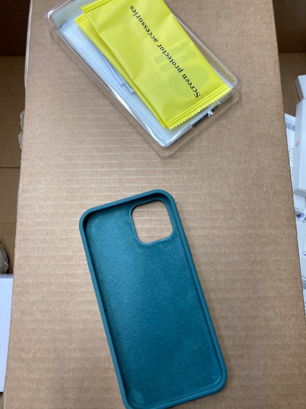 Photo 3 of ?5 in 1 Designed for iPhone 12 Case, Designed for iPhone 12 Pro Case, Silicone Shockproof Phone Case with 2 Screen Protectors,with Anti Scratch Microfiber Lining 6.1 inch,Forest Green
