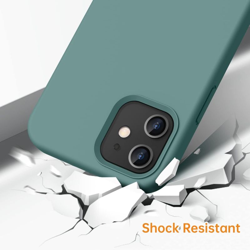 Photo 1 of ?5 in 1 Designed for iPhone 12 Case, Designed for iPhone 12 Pro Case, Silicone Shockproof Phone Case with 2 Screen Protectors,with Anti Scratch Microfiber Lining 6.1 inch,Forest Green
