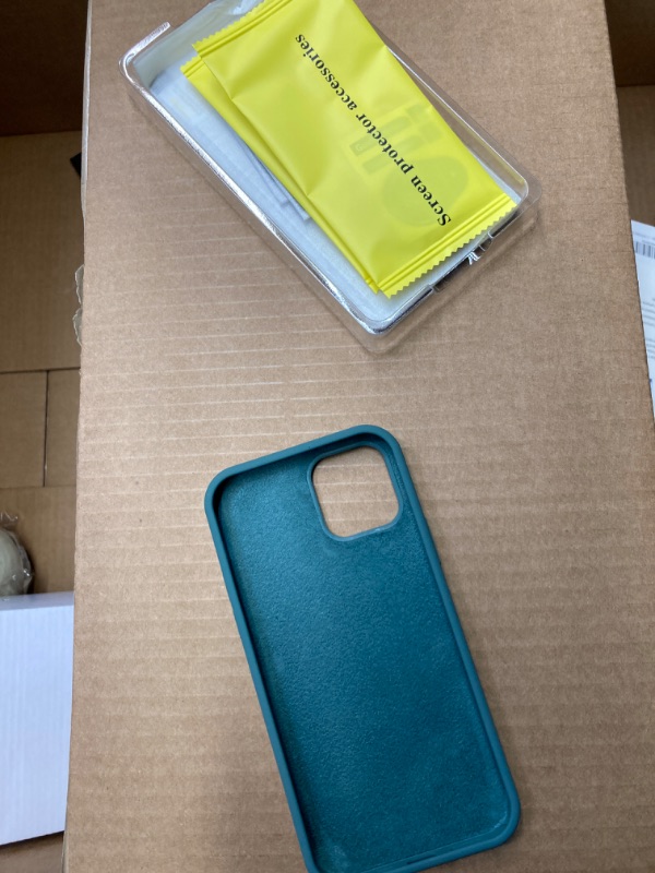 Photo 3 of ?5 in 1 Designed for iPhone 12 Case, Designed for iPhone 12 Pro Case, Silicone Shockproof Phone Case with 2 Screen Protectors,with Anti Scratch Microfiber Lining 6.1 inch,Forest Green
