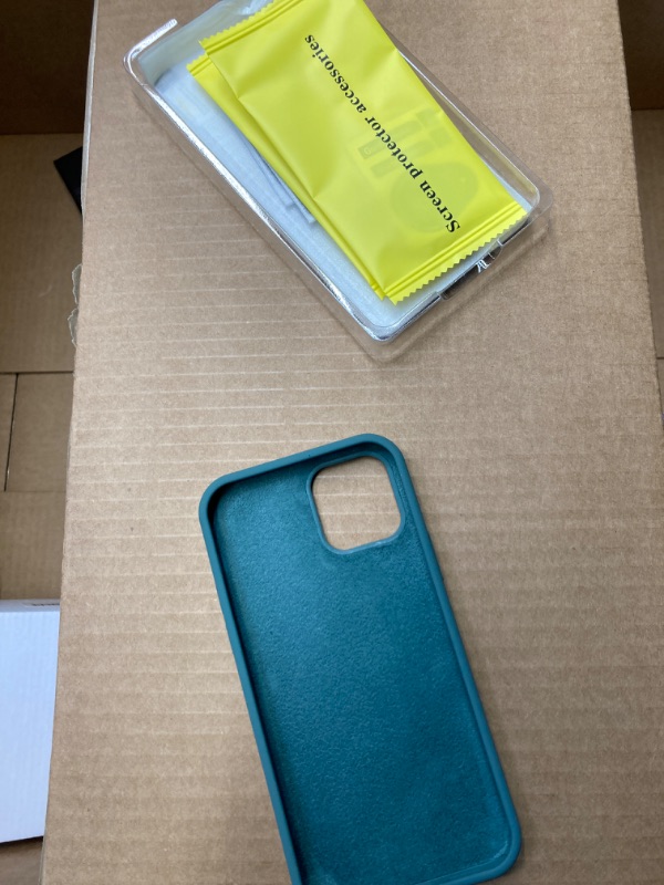 Photo 3 of ?5 in 1 Designed for iPhone 12 Case, Designed for iPhone 12 Pro Case, Silicone Shockproof Phone Case with 2 Screen Protectors,with Anti Scratch Microfiber Lining 6.1 inch,Forest Green
