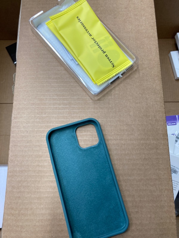 Photo 3 of ?5 in 1 Designed for iPhone 12 Case, Designed for iPhone 12 Pro Case, Silicone Shockproof Phone Case with 2 Screen Protectors,with Anti Scratch Microfiber Lining 6.1 inch,Forest Green
