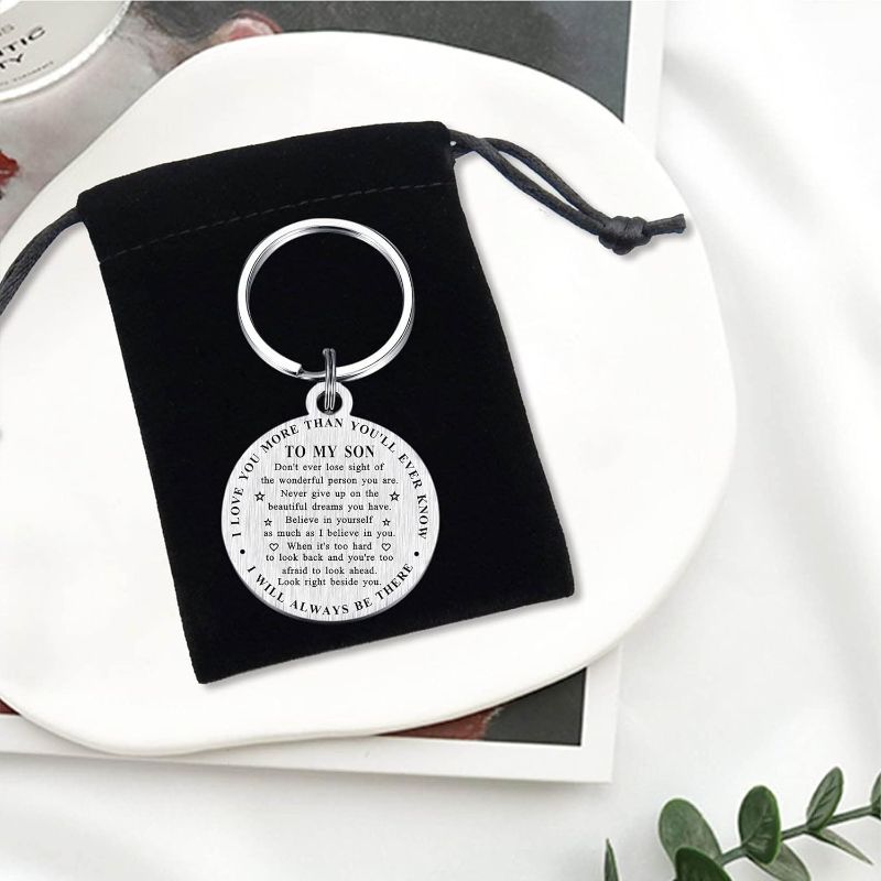 Photo 1 of Inspirational Son Keychain - To My Son Gifts from Mom Dad - Son Graduation Gifts - Unique Gifts for Son Birthday Christmas Back to School 2 PACK 
