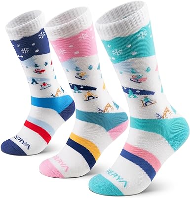 Photo 1 of Kids Ski Socks Merino Wool, Kids Wool Socks, Knee-high Snow Socks for Boys Girls, Winter socks, 1/3 Pairs
