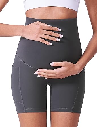 Photo 1 of POSHDIVAH Maternity Shorts for Women Over Belly Biker Workout Yoga Active Summer Pregnancy Running Short Leggings 5"
LARGE 