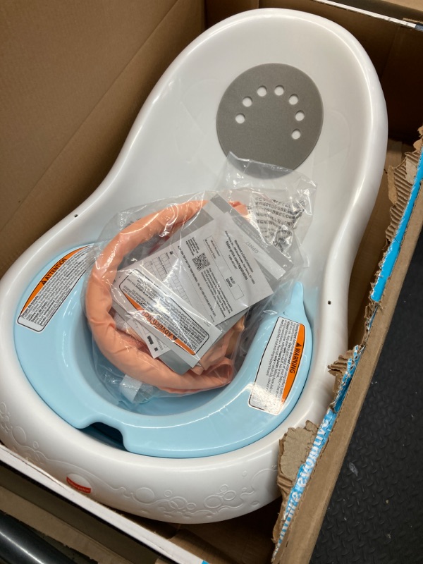 Photo 1 of Fisher-Price Baby Bath Tub for Newborn to Toddler with Baby Seat & Bath Toys, 4-in-1 Sling 'n Seat, Summer Blossoms