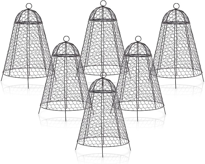 Photo 1 of (6 Packs) 14" D x 20" H Garden Cloches for Plants, Plant Cloche and Cover, Wire Plant Protectors from Animals, Protection for Your Plants and Seedlings, Heavy-Duty – Black