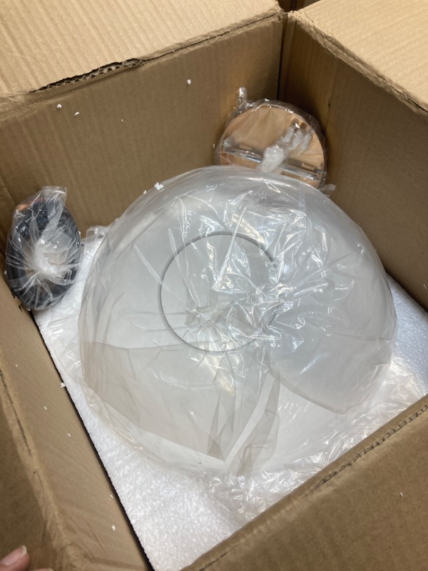 Photo 1 of H XD GLOBAL Spherical LED Clear Glass Hanging Light, Creative Single Pendant Light, Ceiling Light Base on E27 Gold Lamp Holder (30CM)