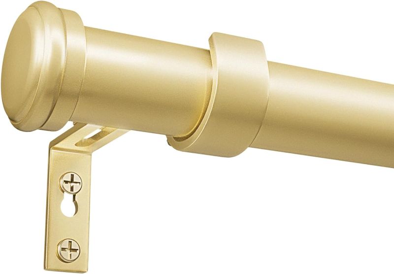 Photo 1 of 1 Inch Diameter Single Curtain Rods for Windows 72 to 144 Inches, Adjustable Drapery Curtain Rod Simple Style, Brass