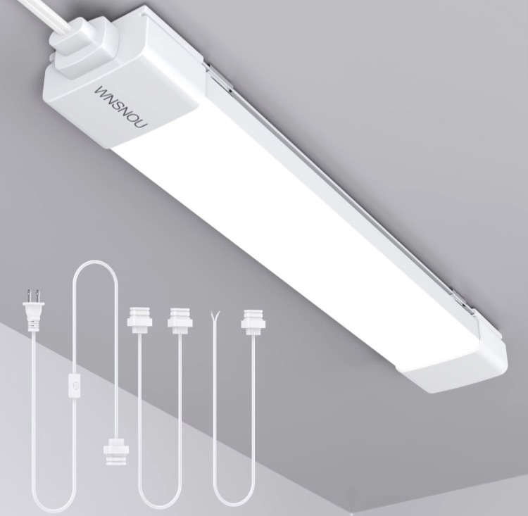 Photo 1 of 1700LM 5000K Plug-In Utility Shop Light, 16W IP66 Linkable LED Tube with NO/Off Switch, LED Ceiling and Closet Light for Workshop