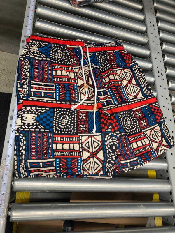 Photo 2 of SIZE M Cozople Men's Linen Shorts Boho Tribal Print Shorts Elastic Waistband No Liner Shorts Summer Beach Shorts