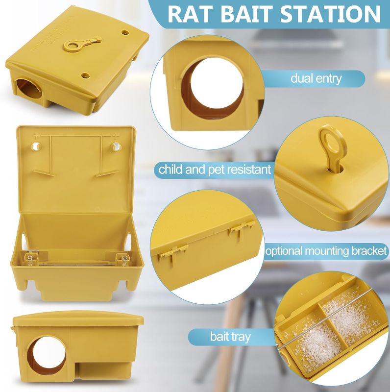 Photo 1 of  Yellow Rat Bait Stations with Key Mouse Bait Stations Rodent Bait Station Indoor 9.8 x 7.4 x 3.9 Inch Reusable Humane Rodent Box Against Mice for Kitchen Living Room