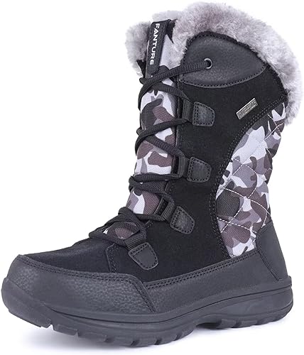 Photo 1 of FANTURE Women's Waterproof Mid-Calf Snow Boot | Winter Thinsulate Insulation Warm Fur Lined | Anti-Slip & Lace Up Closure Cold Weather Boots
