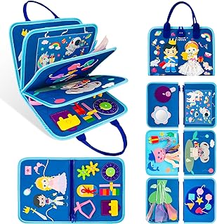 Photo 1 of Cosone Busy Board for Toddlers, Montessori Toys Busy Book for 1 2 3 4 Years Old, Toddler Educational Activities for Learning Fine Motor Skills - Blue PACK X 2 