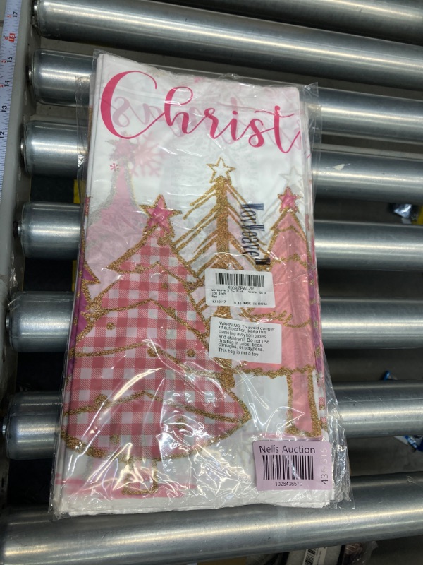 Photo 2 of 3 Pcs Pink Christmas Tree Plastic Table Covers Merry Christmas Tablecloth Winter Holiday Tablecloth Merry Christmas Table Cover for New Year Themed Party Decorations, 54 x 108 Inch PACK X 3 