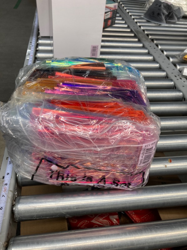 Photo 1 of 100 Pcs Clear Holographic Gift Bags with Handle Iridescent Reusable PVC Tote Bag Small Plastic Gift Wrap Bag for Valentines Day Wedding Shopping Birthday Party Favors 6.3 x 5.9 x 2.8 In