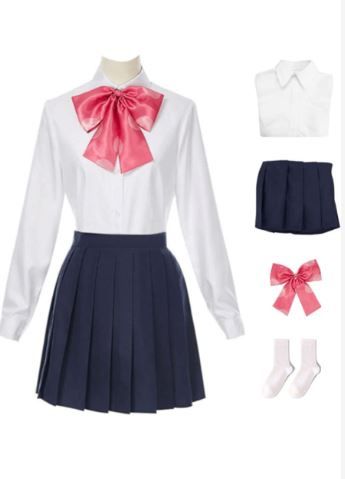 Photo 1 of Anime Bocchi the Rock Gotou Hitori Cosplay Costume Yamada Ryou Pink Coat Skirt Jk Uniform Halloween Outfits SIZE Medium 