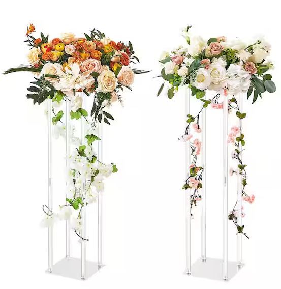 Photo 1 of  Wedding Flower Stand With Acrylic Laminate Acrylic Vase Column Geometric Centerpiece Stands