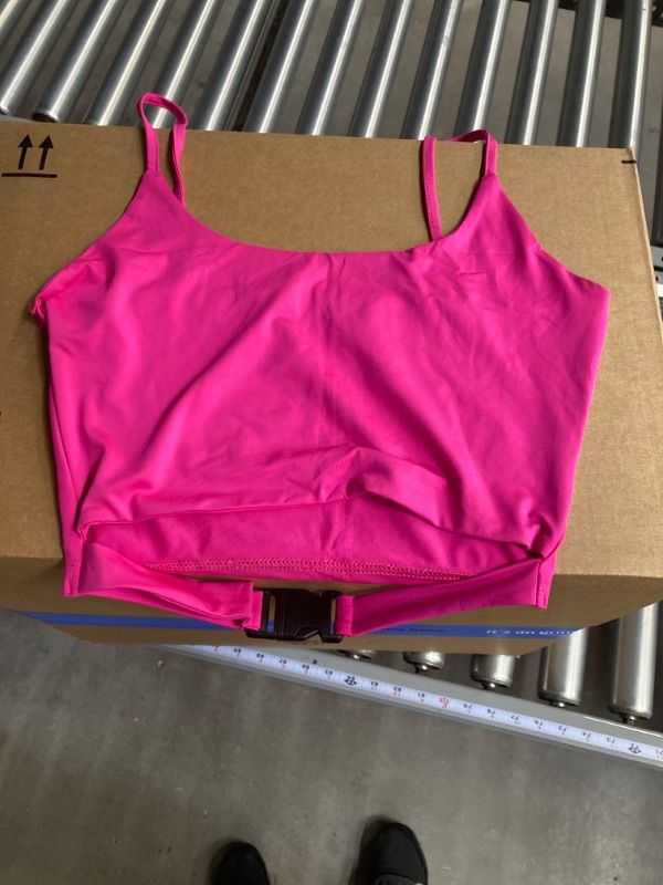 Photo 2 of Abardsion Neon Color Buckle Tank Tops Active Wear Women's Summer Crop Top Large 2# Neon Pink