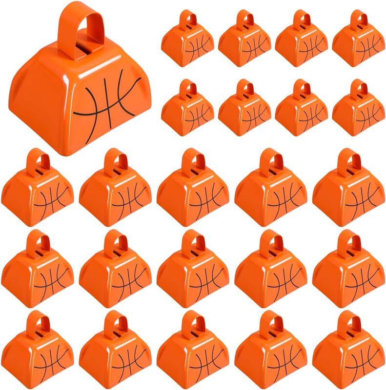 Photo 1 of 24 Pcs Basketball Cow Bell with Handle, Metal Noise Makers, Cow Bells for Basketball Games, Cowbells for Sporting Events, Sports Cow Bells, Hand Percussion Cowbells for Party Basketball Events