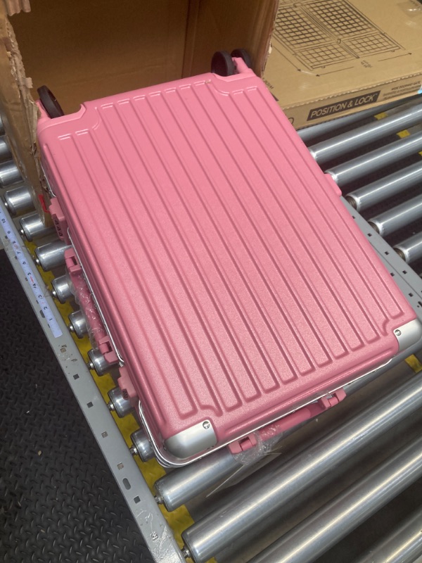 Photo 1 of AnyZip Carry On Luggage Aluminium Frame Suitcase PC ABS Hard Shell TSA Lock No Zipper 20In Rose Pink